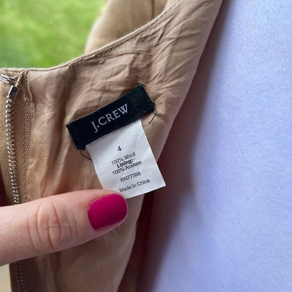 VTG J.Crew Wool Camel Dress SZ 4 90s Minimalist Neutral Capsule Classic - Picture 6 of 7